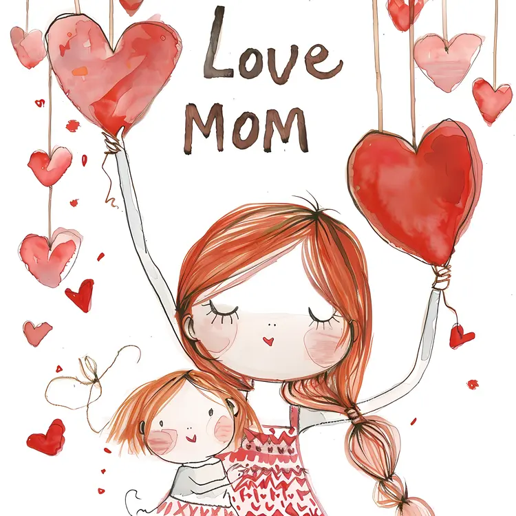 Cute Love Mom Illustration