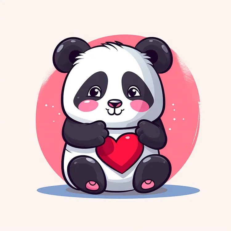 Cute Panda Holding a Heart