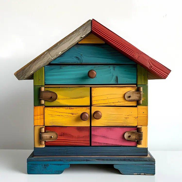 Colorful Wooden Cabinet with Drawers