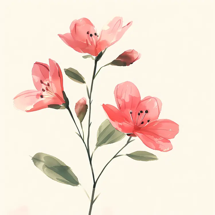 Watercolor Pink Flowers