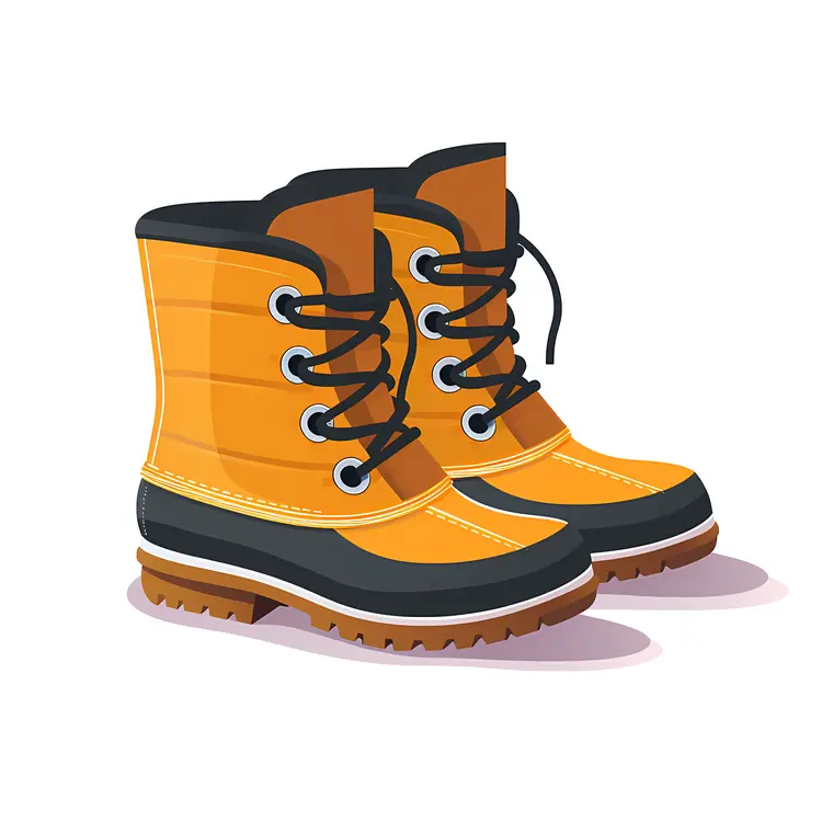 Yellow Outdoor Boots with Laces