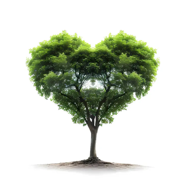 Heart-Shaped Tree with Green Leaves