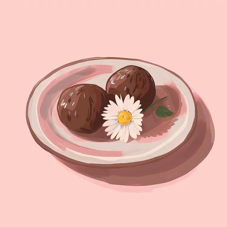 Chocolate Balls with Daisy on Plate