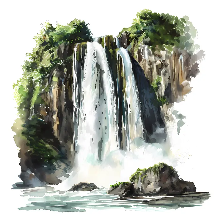 Realistic Waterfall in Nature