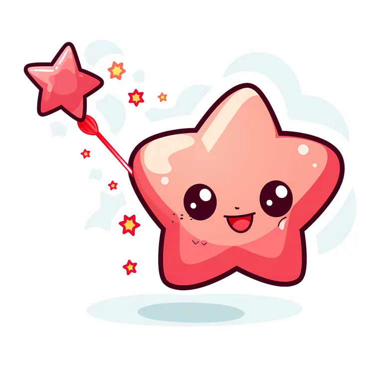 Cute Pink Star with Magic Wand