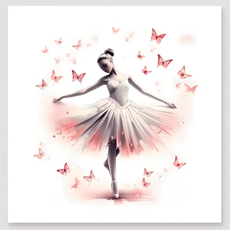 Graceful Ballerina with Butterflies