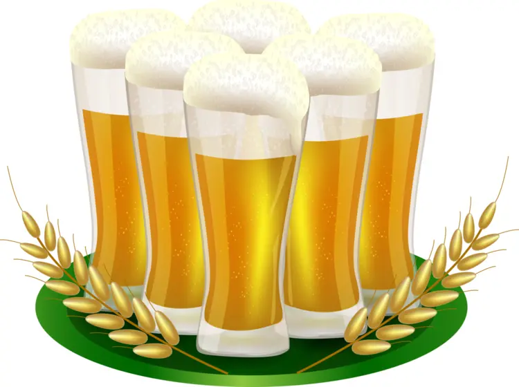Foamy Beer Glasses on Green Plate