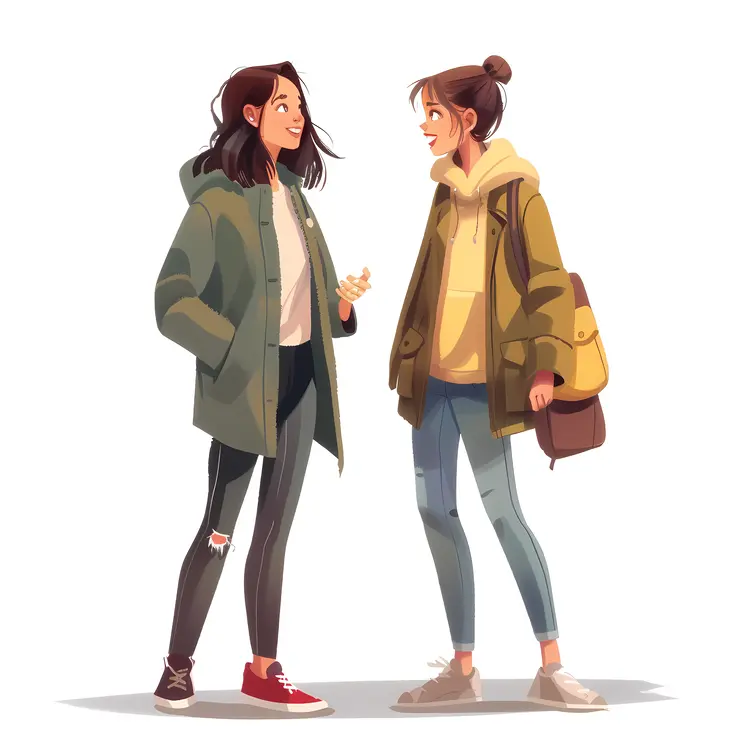 Women in Hoodies Chatting