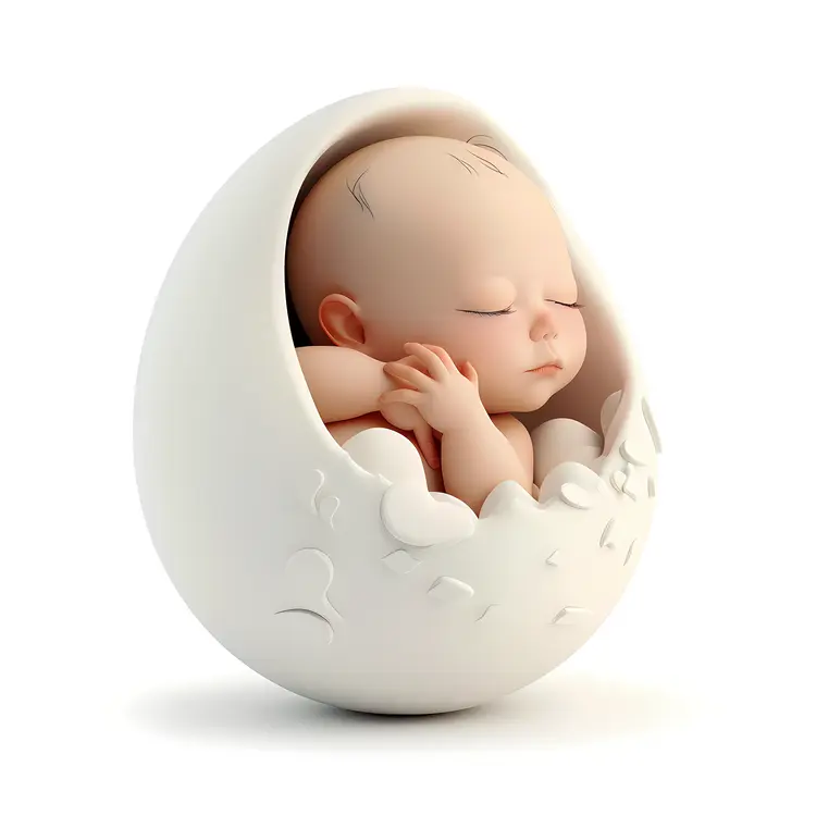 Sleeping Baby in Eggshell