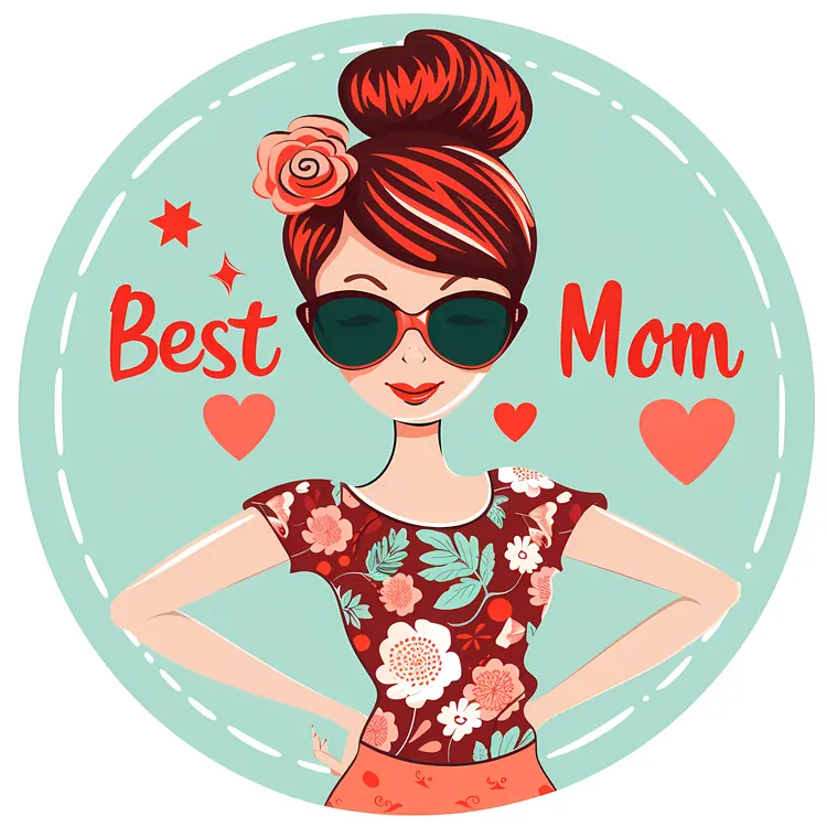Best Mom Illustration with Sunglasses