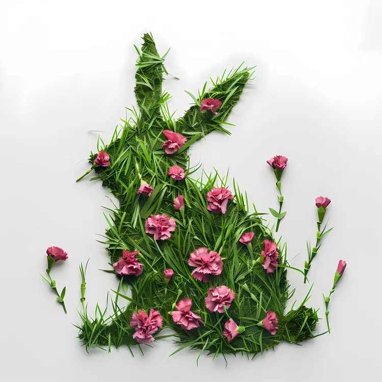 Floral Rabbit with Pink Flowers