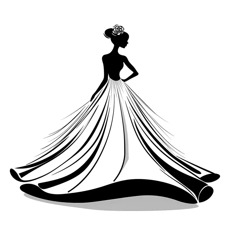Elegant Black and White Silhouette Dress