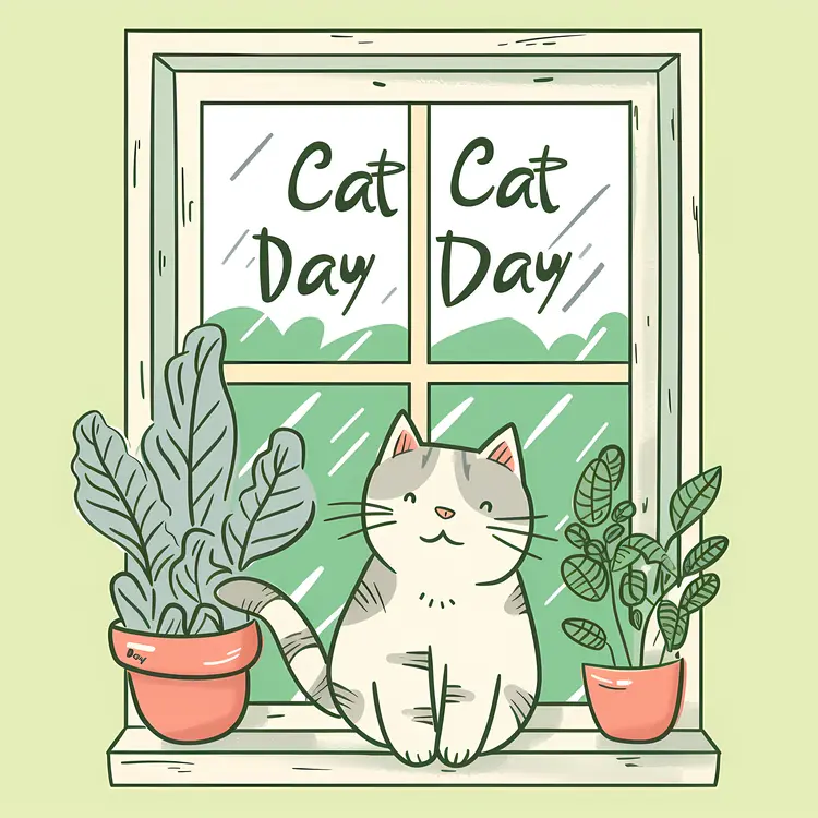Cat by Window on Cat Day