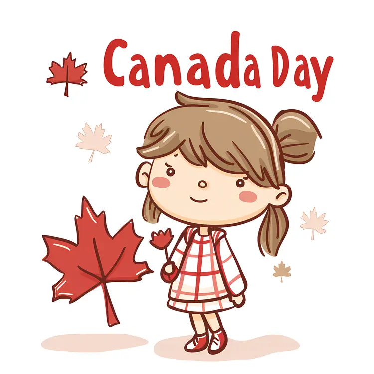 Canada Day Girl with Maple Leaf