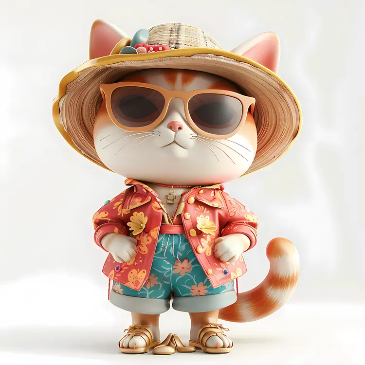 Cool Cat in Summer Outfit
