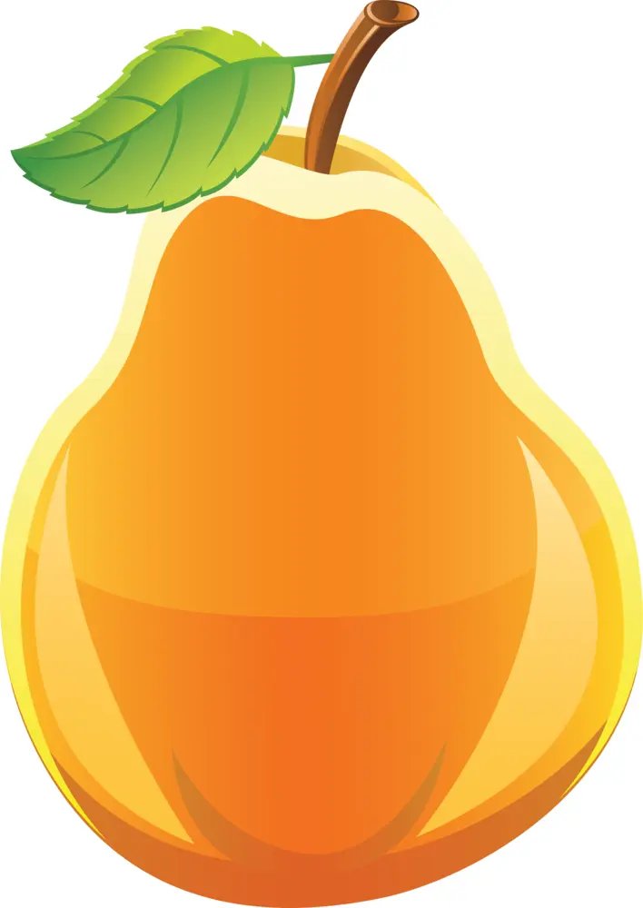 Cartoon Pear with Leaf