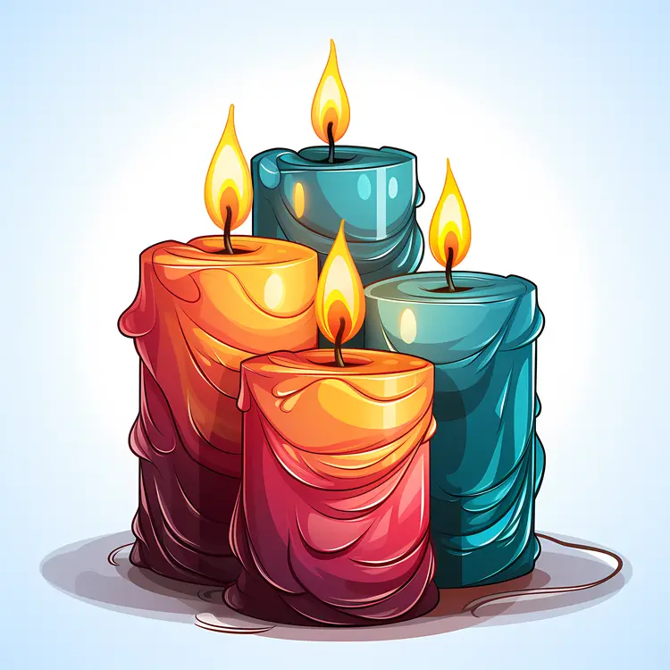 Colorful Candles in a Group