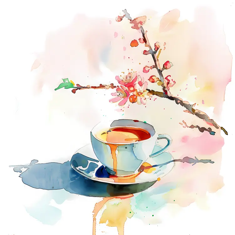 Coffee cup with flowers illustration