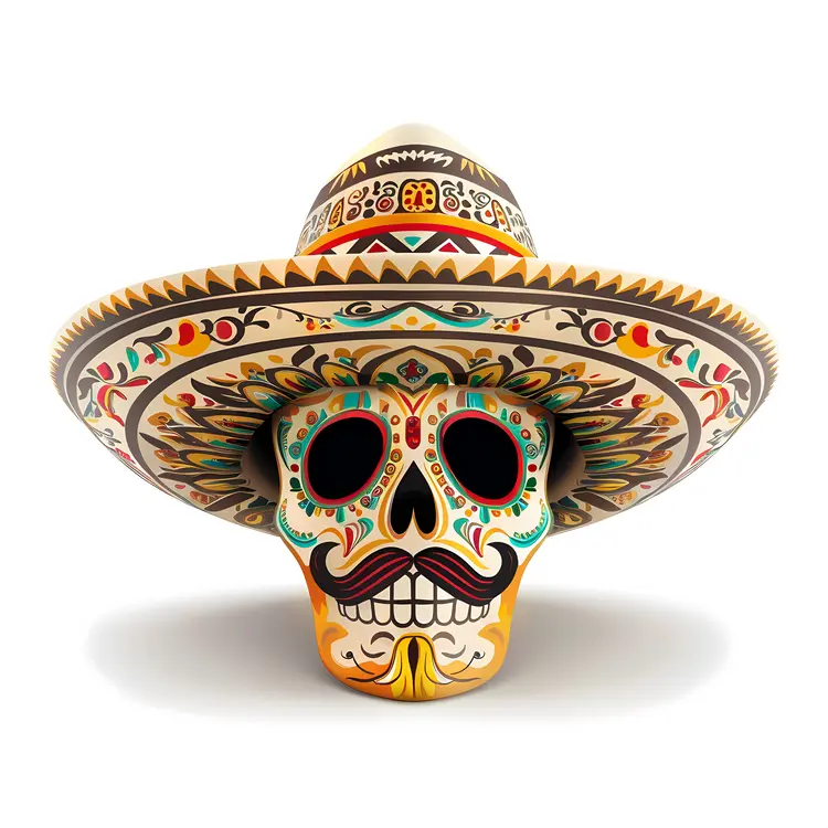 Decorative Sugar Skull with Sombrero