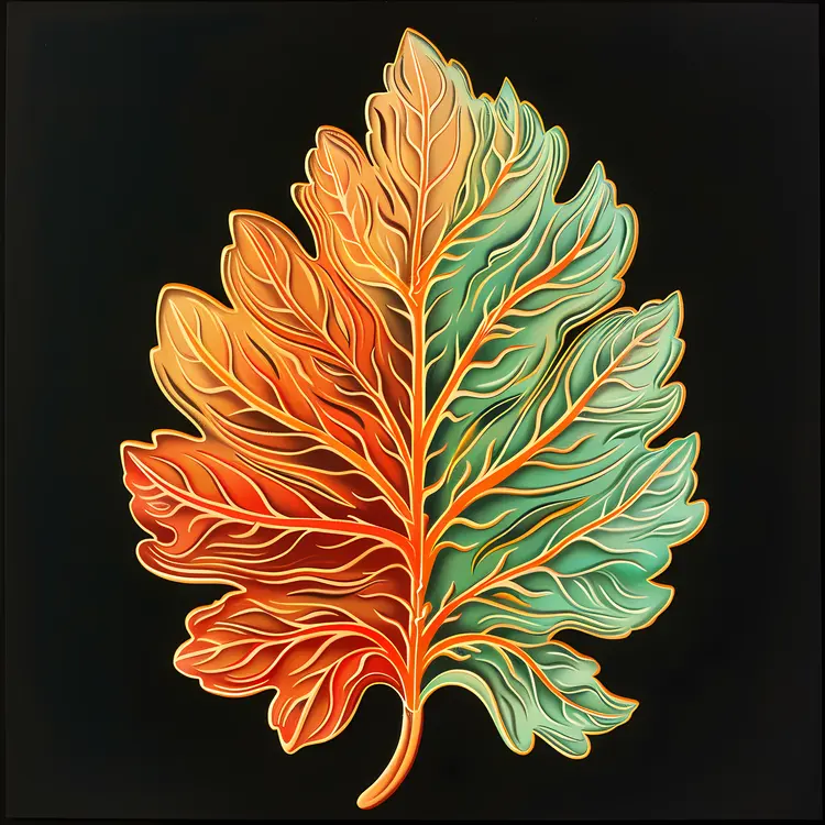 Colorful Abstract Digital Leaf