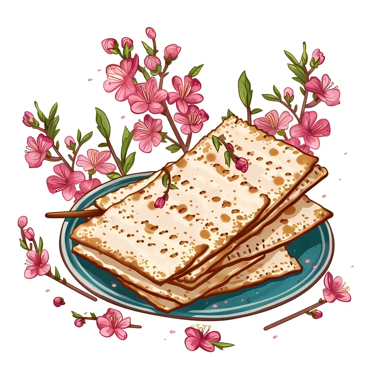 Matzo with Pink Flowers