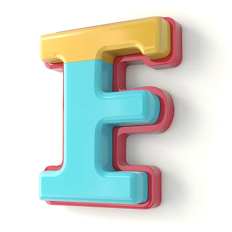 Decorative Blue and Yellow Letter E