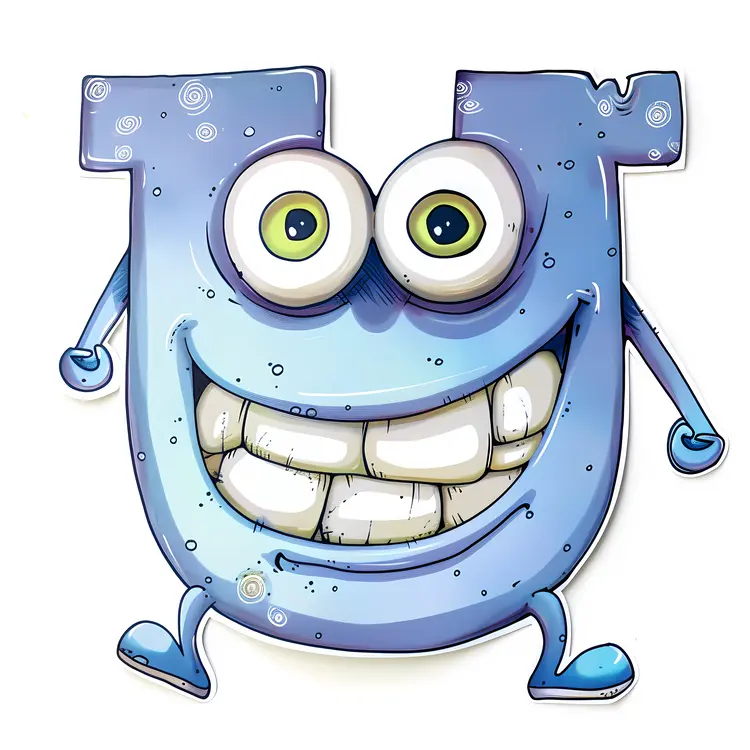 Smiling Cartoon Letter U