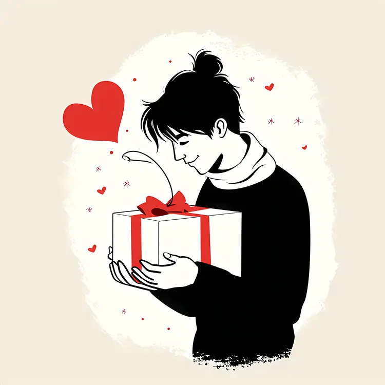 Person Holding Gift with Hearts