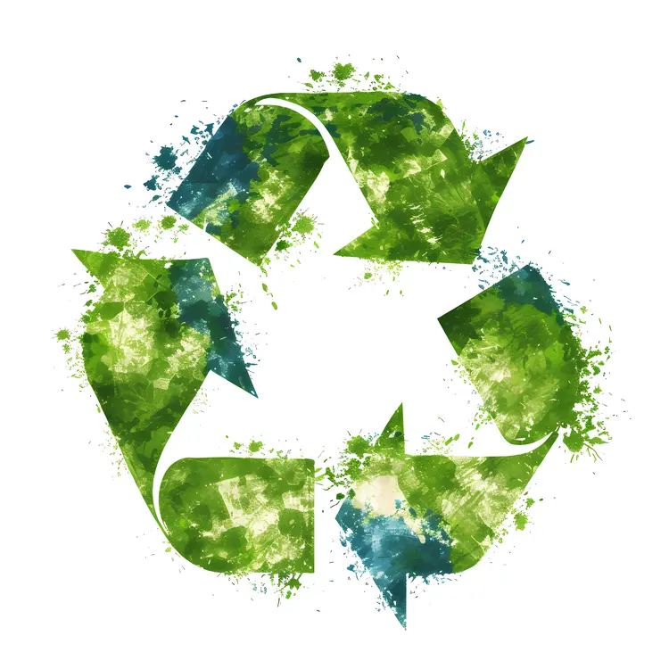 Green Recycle Symbol with Splashes