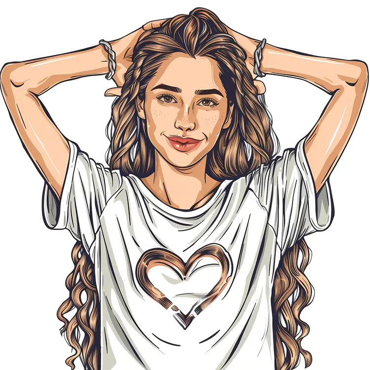 Illustration of Girl Making Heart Gesture