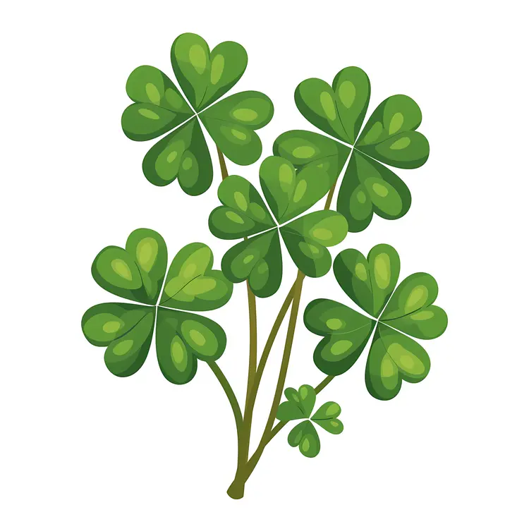 Cluster of Green Clover Leaves