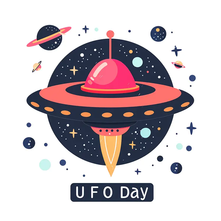 Colorful UFO Illustration for UFO Day