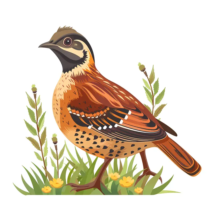 Red Bird Among Flowers