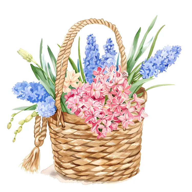 Wicker Basket with Colorful Flowers