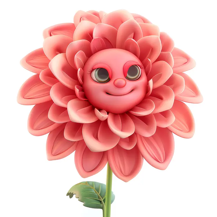 Cute Pink Flower Cartoon