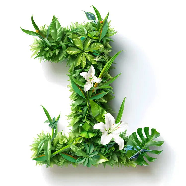 Number 1 with White Flowers and Greenery