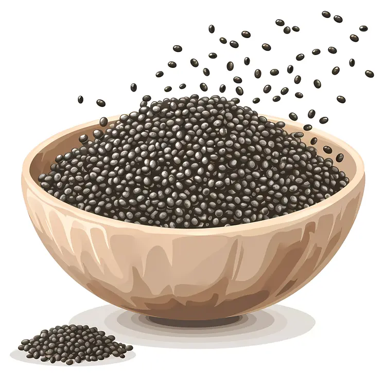 Chia Seeds in Wooden Bowl