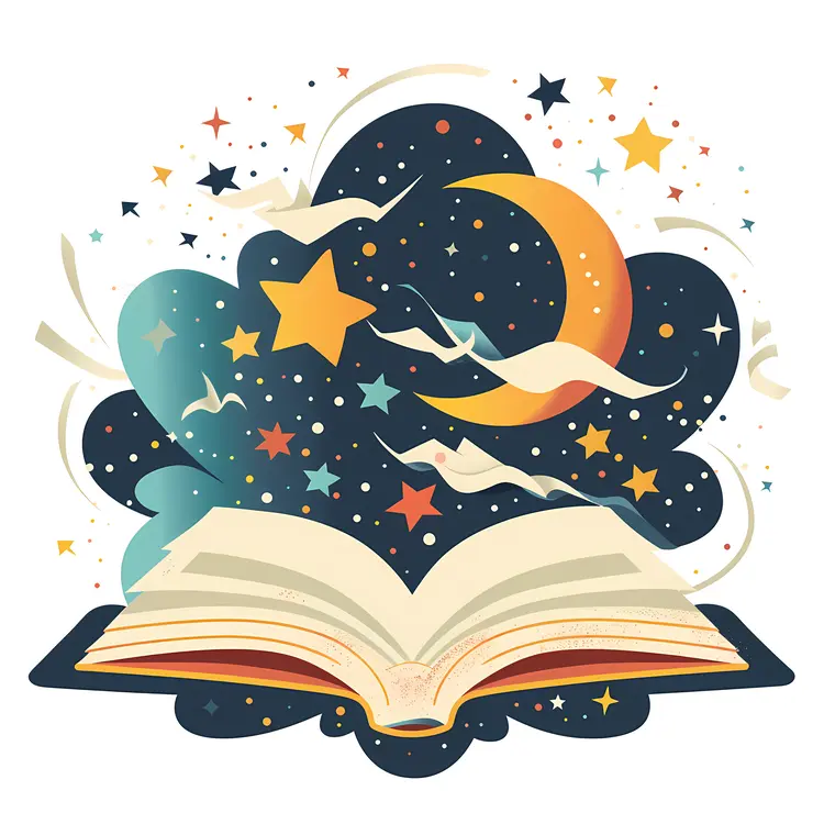 Open Book with Night Sky