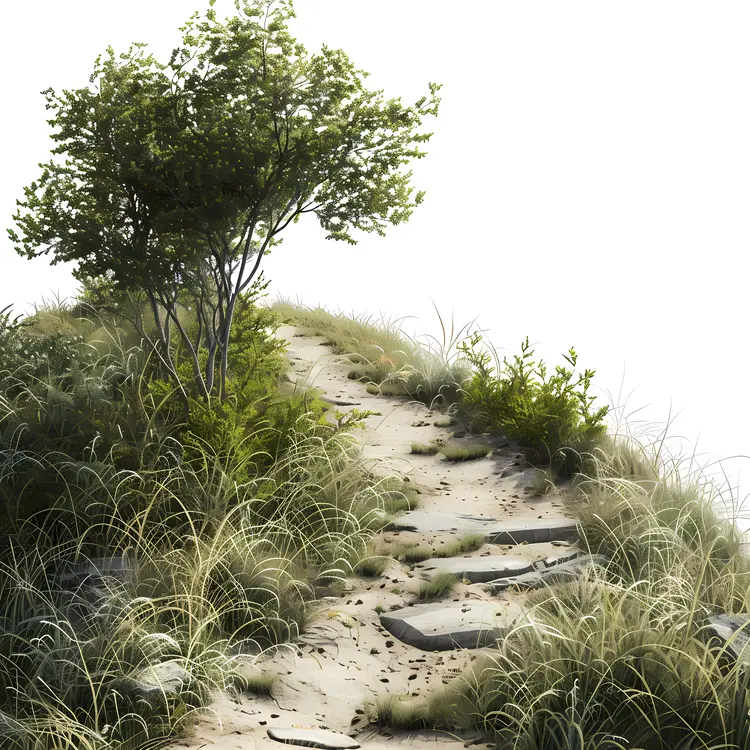 Rocky Path with Bushes