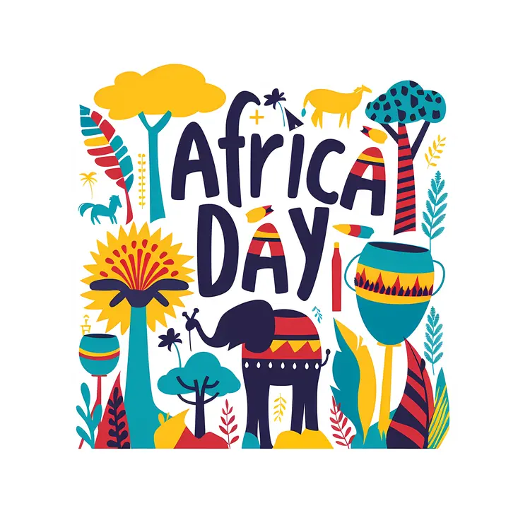 Africa Day Text with African Elements