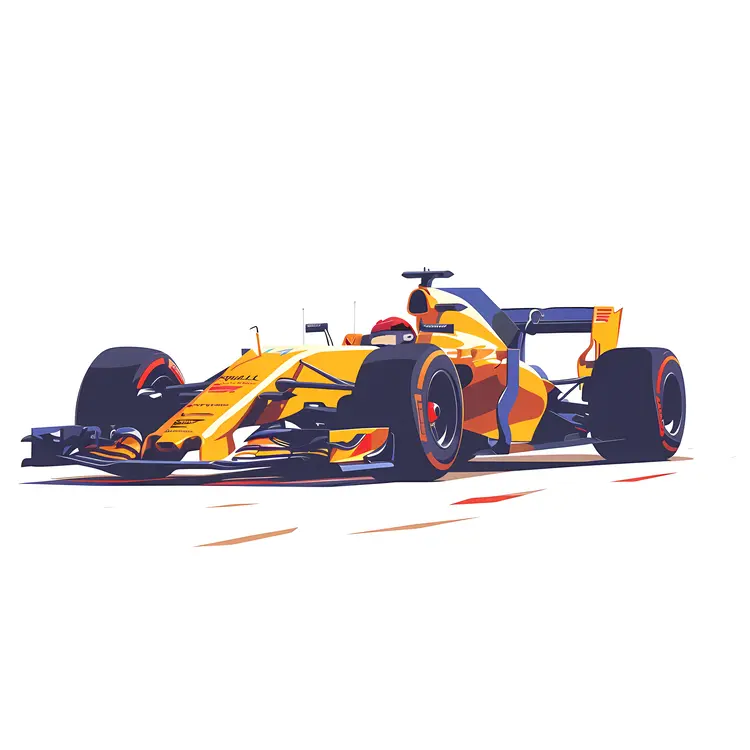 Yellow and Blue Formula 1 Car Illustration