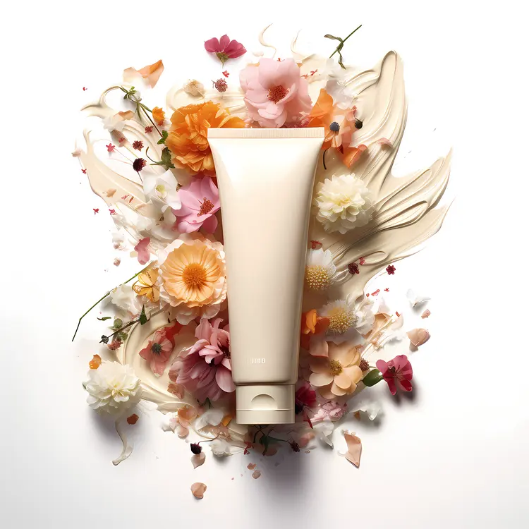 Cream Tube with Floral Background