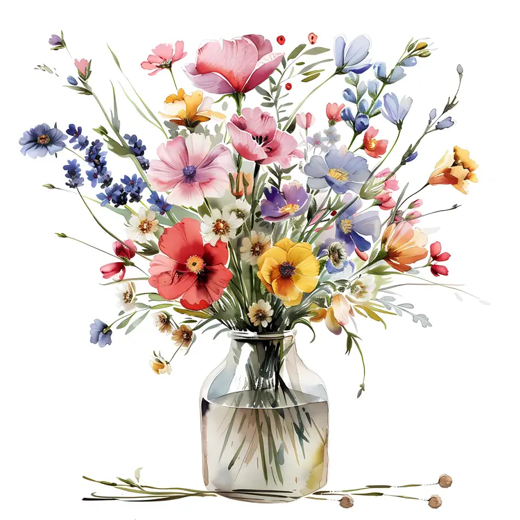 Colorful Flowers in a Vase