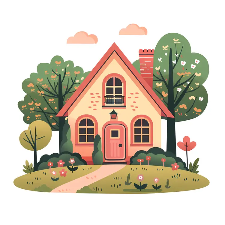 Cozy Cartoon House with Garden