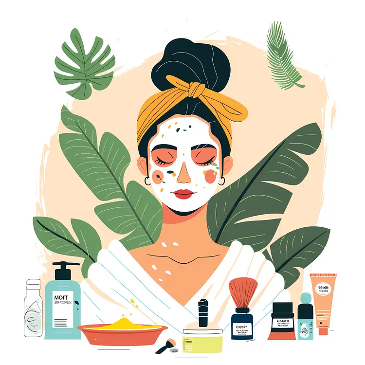 Skincare Routine with Face Mask and Products