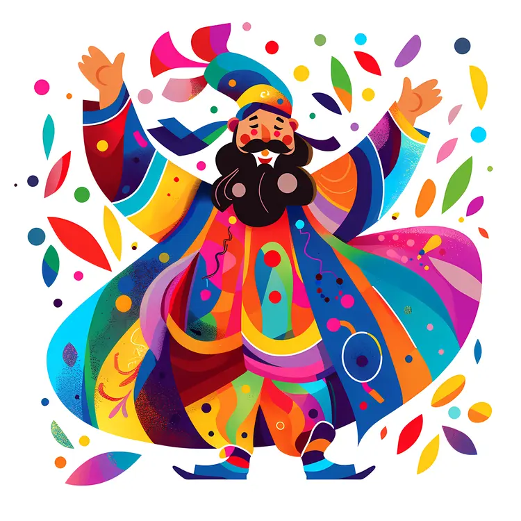 Colorful Man in Costume Celebrating