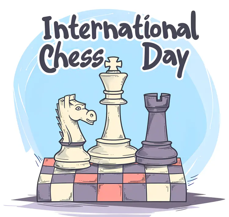 International Chess Day with Chess Pieces