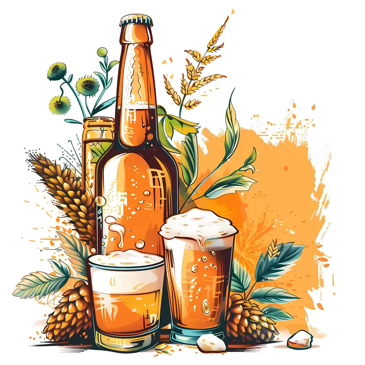 Refreshing Beer Bottle and Glass