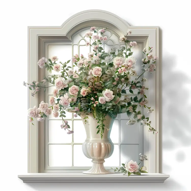 Elegant Flower Vase with Roses by the Window