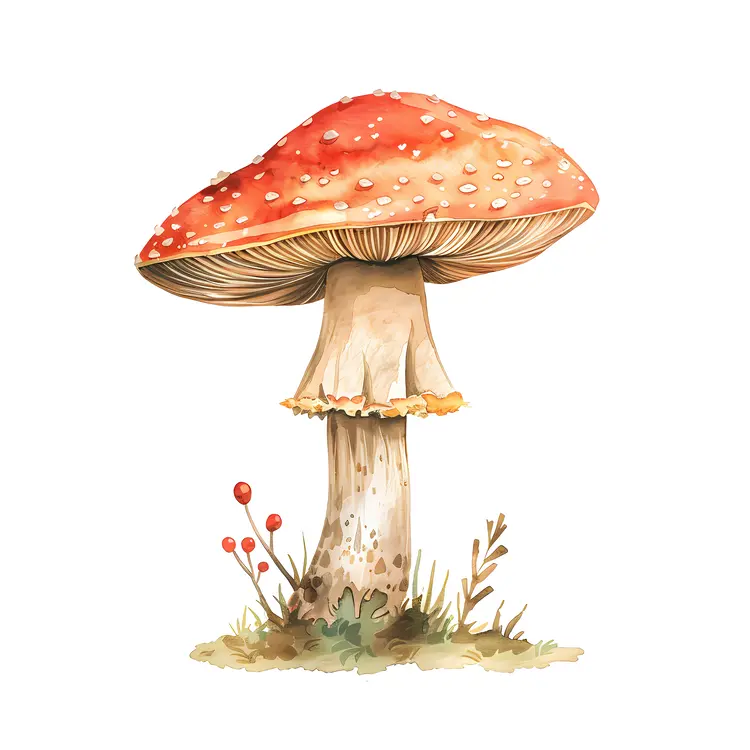 Red Mushroom in Grass